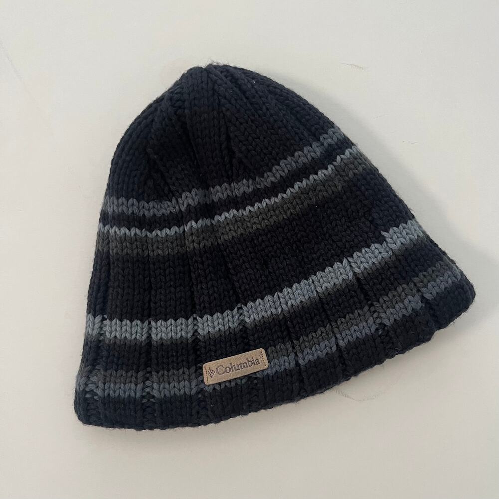 Columbia Women's Striped Knit Beanie Hat Fleece Lined VGUC